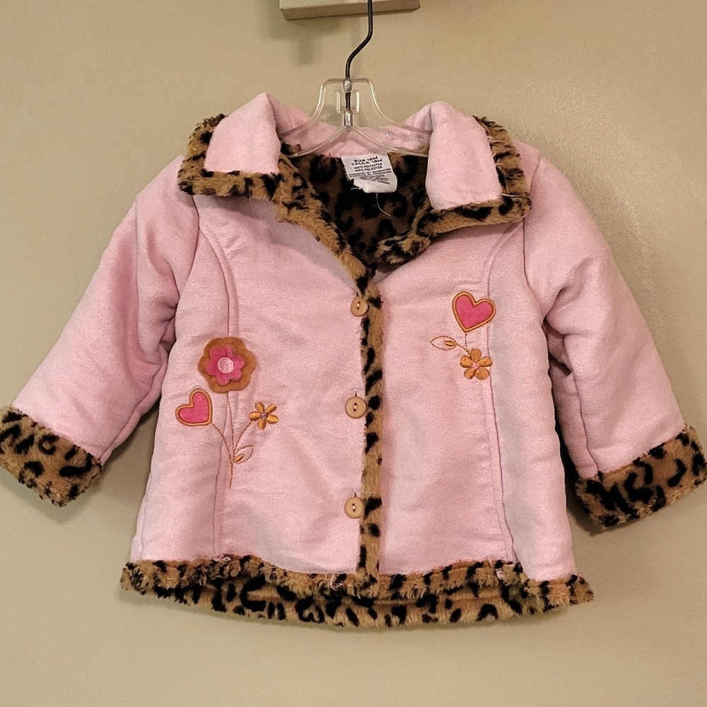 Pink leopard trim jacket